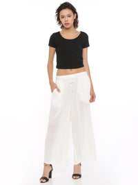 De Moza Women's Palazzo Solid Rayon Offwhite - De Moza (4465228546111)