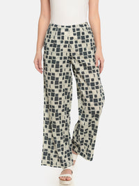 De Moza Ladies Printed Regular Palazzo Dark Grey - De Moza (682119626815)