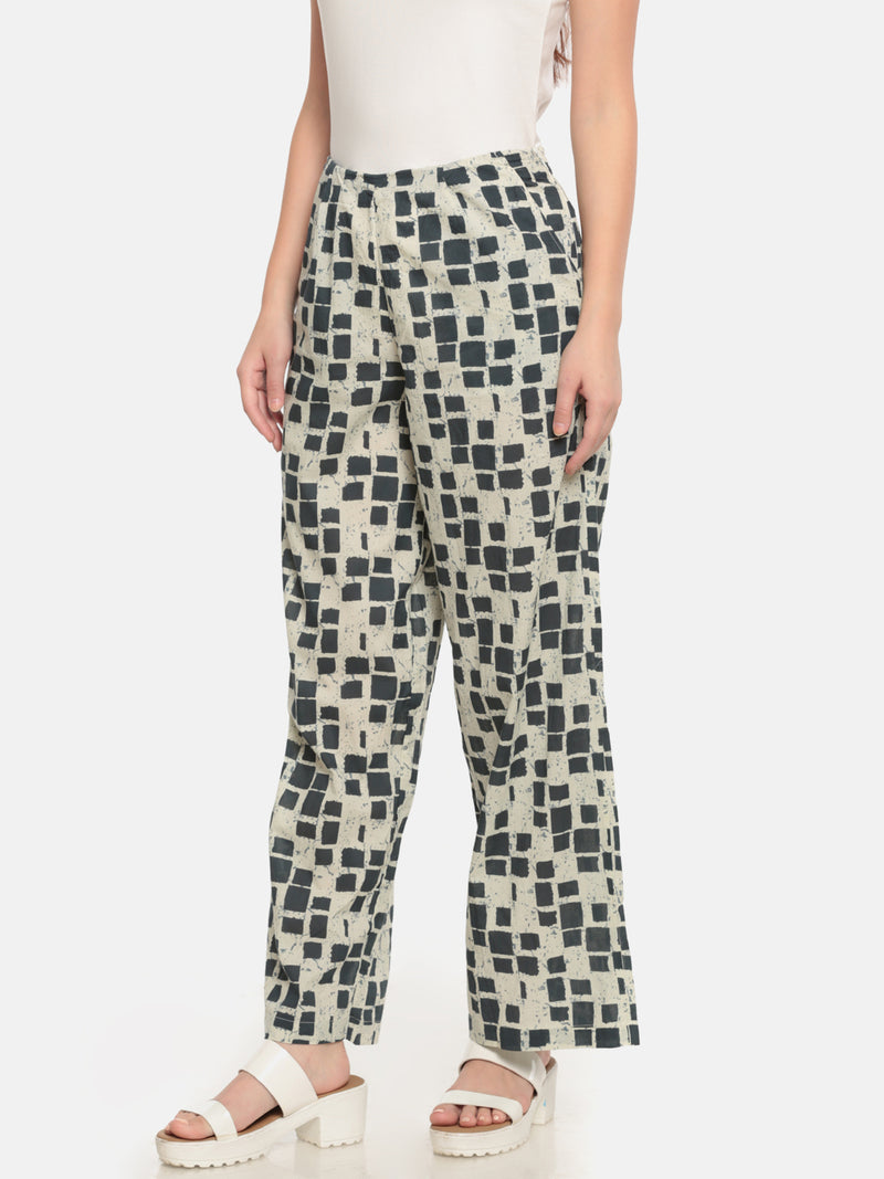 De Moza Ladies Printed Regular Palazzo Dark Grey - De Moza (682119626815)