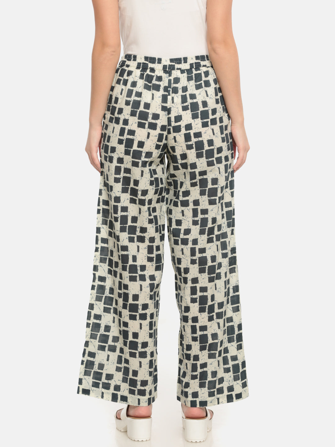 De Moza Ladies Printed Regular Palazzo Dark Grey - De Moza (682119626815)