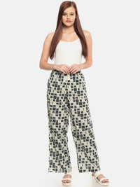 De Moza Ladies Printed Regular Palazzo Dark Grey - De Moza (682119626815)
