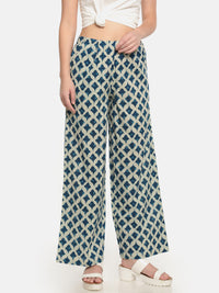 De Moza Ladies Printed Regular Palazzo Offwhite - De Moza (682102063167)