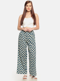 De Moza Ladies Printed Regular Palazzo Offwhite - De Moza (682102063167)