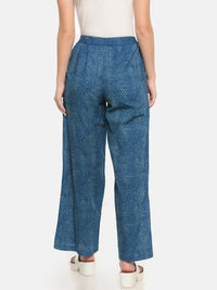 De Moza Ladies Printed Regular Palazzo Indigo Blue - De Moza (682093183039)