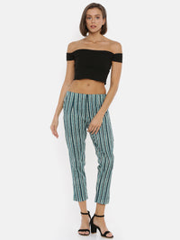De Moza- Ladies Green Stripes Straight Pant - De Moza (1737887940671)