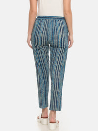 De Moza Women's Regular Printed Palazzo Cotton Indigo Blue - De Moza (4465228972095)