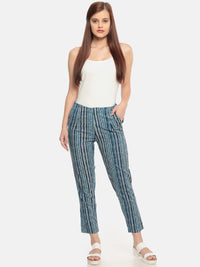 De Moza Women's Regular Printed Palazzo Cotton Indigo Blue - De Moza (4465228972095)