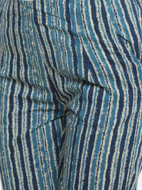 De Moza Women's Regular Printed Palazzo Cotton Indigo Blue - De Moza (4465228972095)