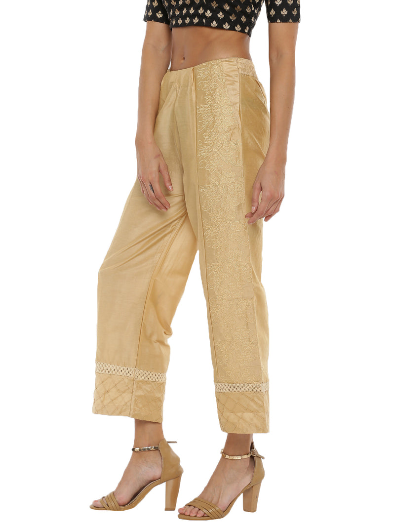De Moza Women's Regular Printed Palazzo Polyester Beige - De Moza (4465229037631)