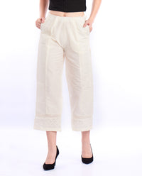 De Moza Ladies Printed Regular Palazzo Offwhite - De Moza (1550363689023)