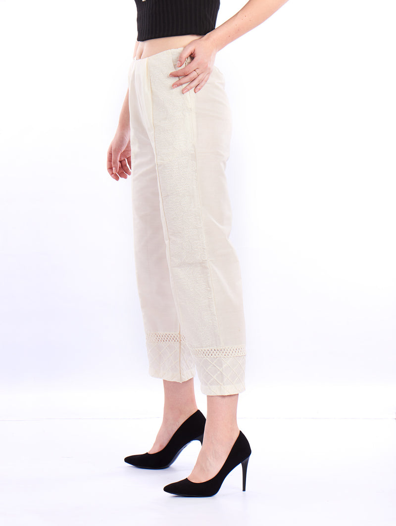 De Moza Ladies Printed Regular Palazzo Offwhite - De Moza (1550363689023)