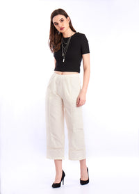 De Moza Ladies Printed Regular Palazzo Offwhite - De Moza (1550363689023)