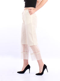 De Moza Ladies embroidery Regular Palazzo Offwhite - De Moza (1550610399295)