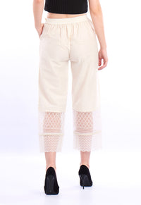 De Moza Ladies embroidery Regular Palazzo Offwhite - De Moza (1550610399295)