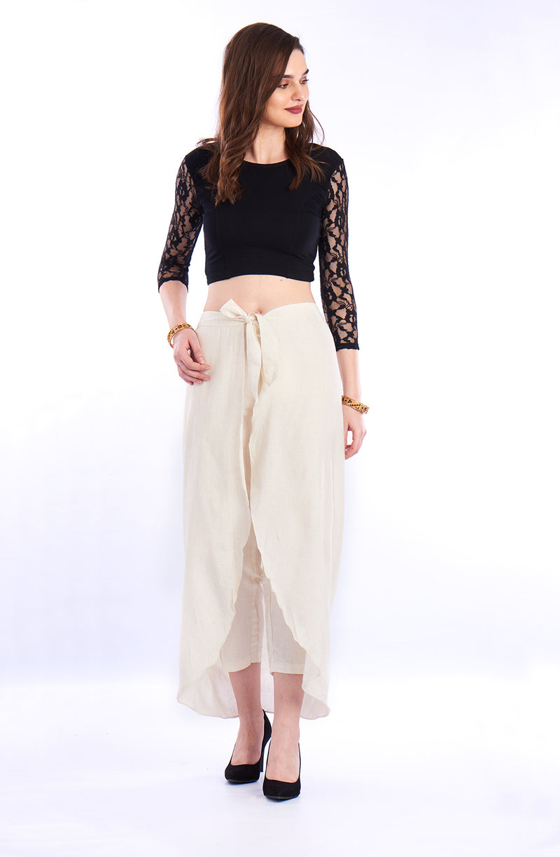 De Moza Ladies Ruffled Skirt Solid OffWhite - De Moza (1550620327999)