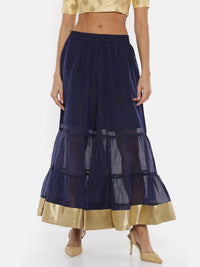 De Moza Ladies Printed Navy Blue Sharara Pant - De Moza (1738040148031)