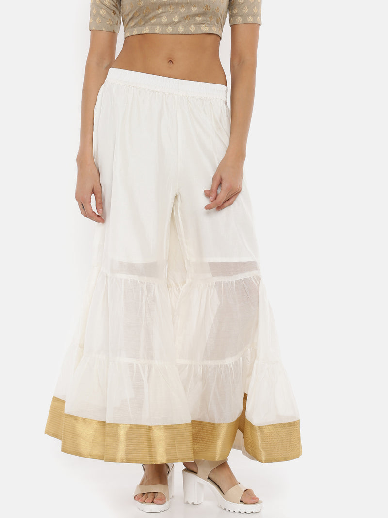 De Moza Ladies Offwhite Sharara Pant - De Moza (1738051878975)