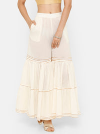 De Moza Women's Sharara Solid Cotton Offwhite - De Moza (4643545808959)