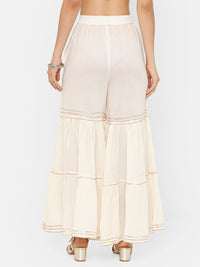 De Moza Women's Sharara Solid Cotton Offwhite - De Moza (4643545808959)