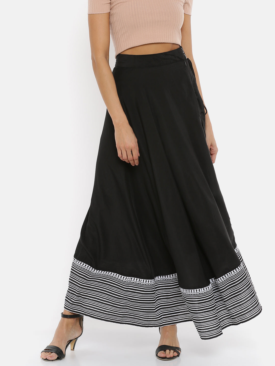 De Moza Ladies Printed Black Skirt - De Moza (1738175545407)