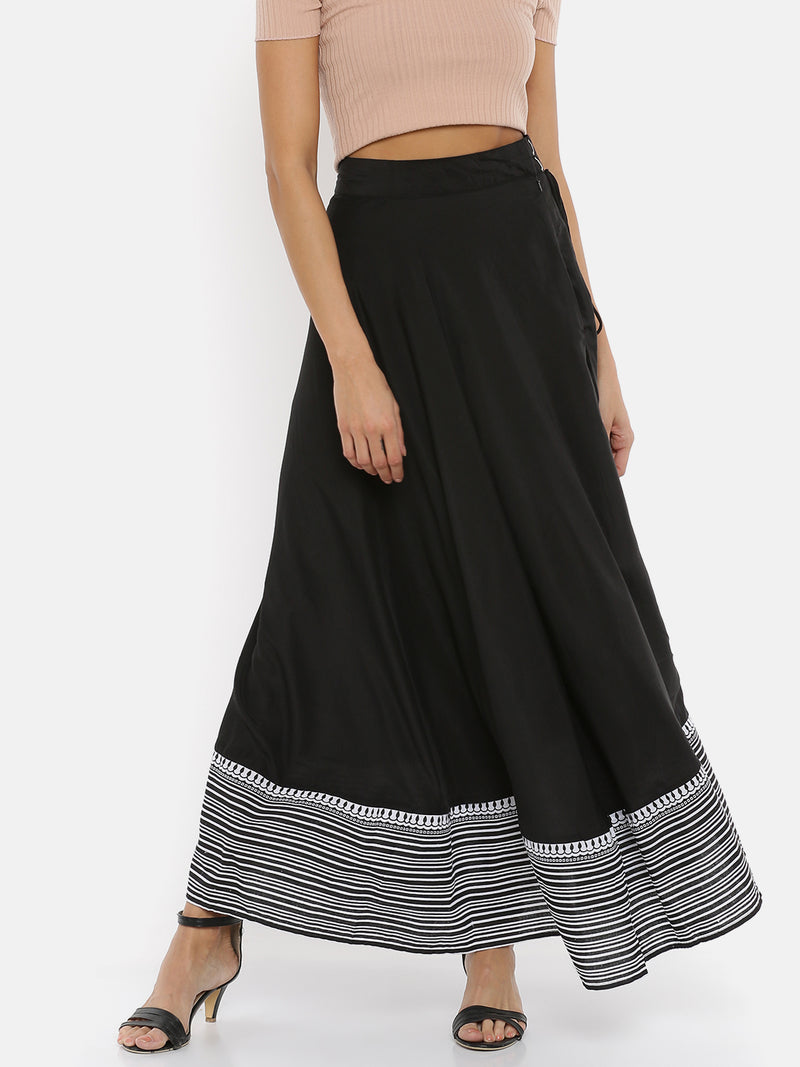 De Moza Ladies Printed Black Skirt - De Moza (1738175545407)