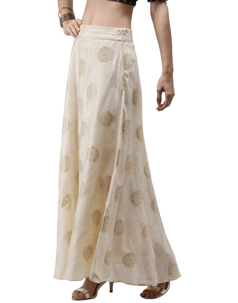 De Moza Women's Skirt Woven Bottom All Over Print Polyester Light Gold - De Moza (4462929477695)