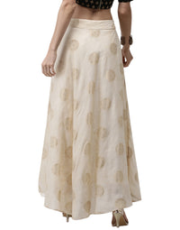 De Moza Women's Skirt Woven Bottom All Over Print Polyester Light Gold - De Moza (4462929477695)