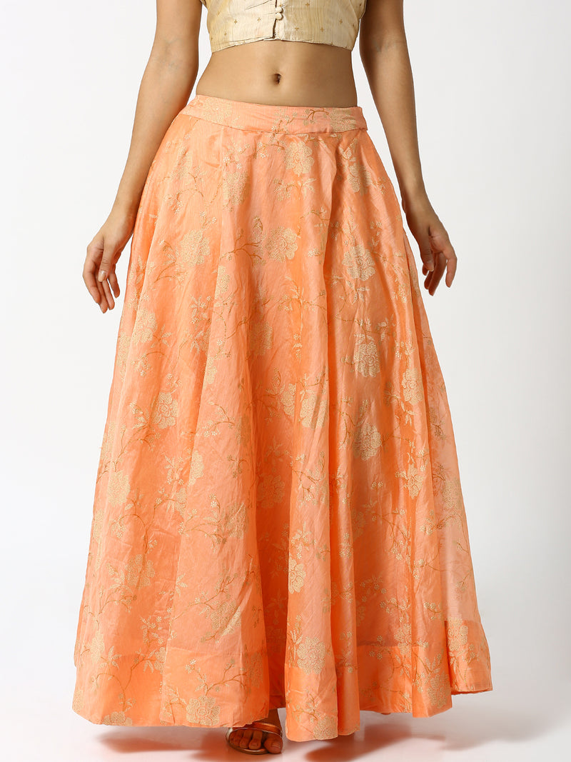 De Moza Ladies Peach Printed Skirt - De Moza (1858531426367)