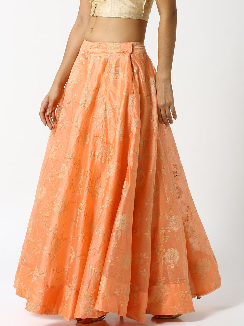 De Moza Ladies Peach Printed Skirt - De Moza (1858531426367)