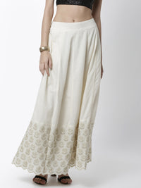De Moza Women's Skirt Woven Bottom Embrodry Cotton Offwhite - De Moza (4461737869375)