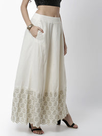 De Moza Women's Skirt Woven Bottom Embrodry Cotton Offwhite - De Moza (4461737869375)