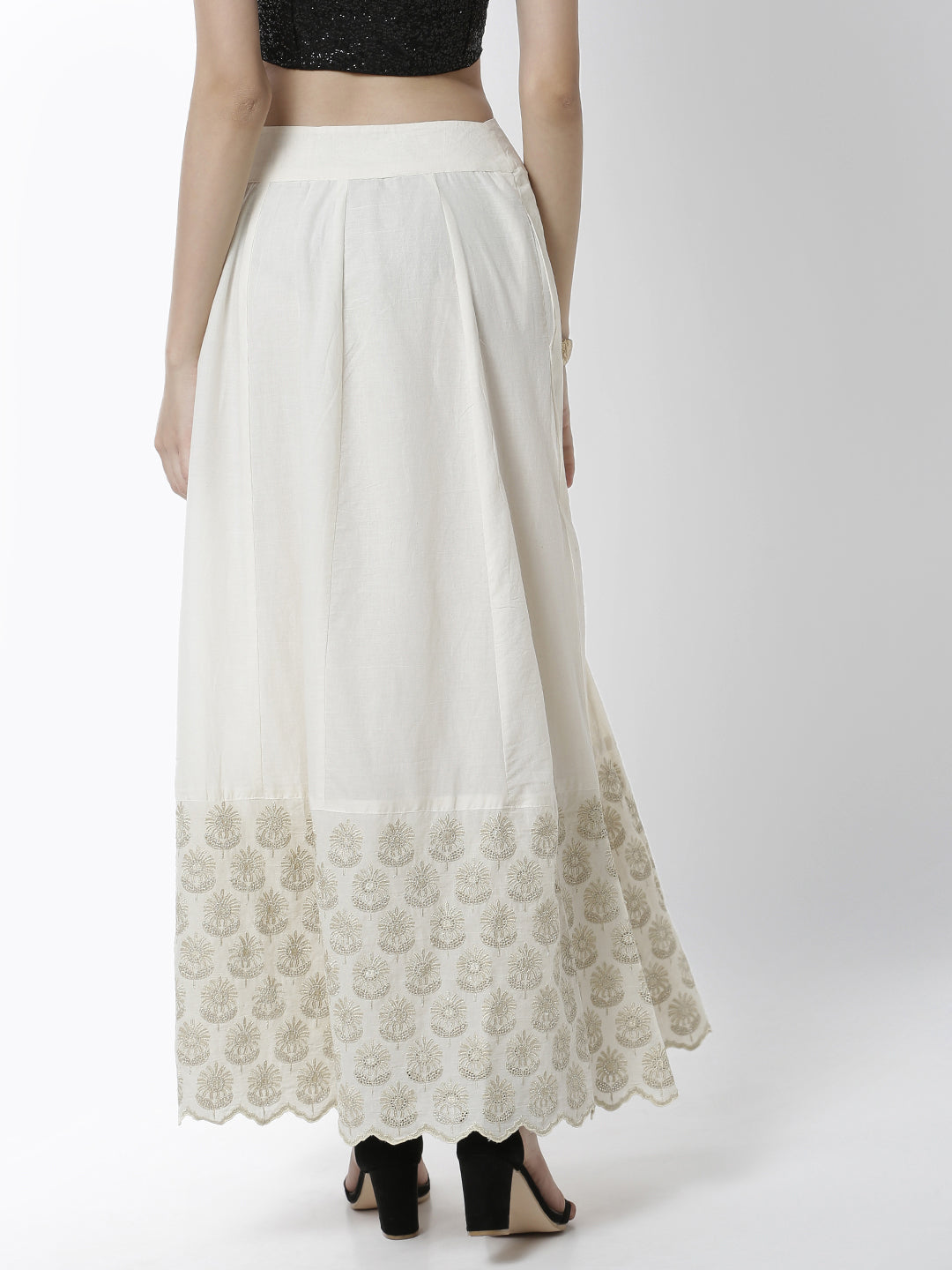 De Moza Women's Skirt Woven Bottom Embrodry Cotton Offwhite - De Moza (4461737869375)