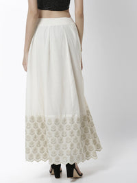 De Moza Women's Skirt Woven Bottom Embrodry Cotton Offwhite - De Moza (4461737869375)