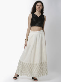 De Moza Women's Skirt Woven Bottom Embrodry Cotton Offwhite - De Moza (4461737869375)
