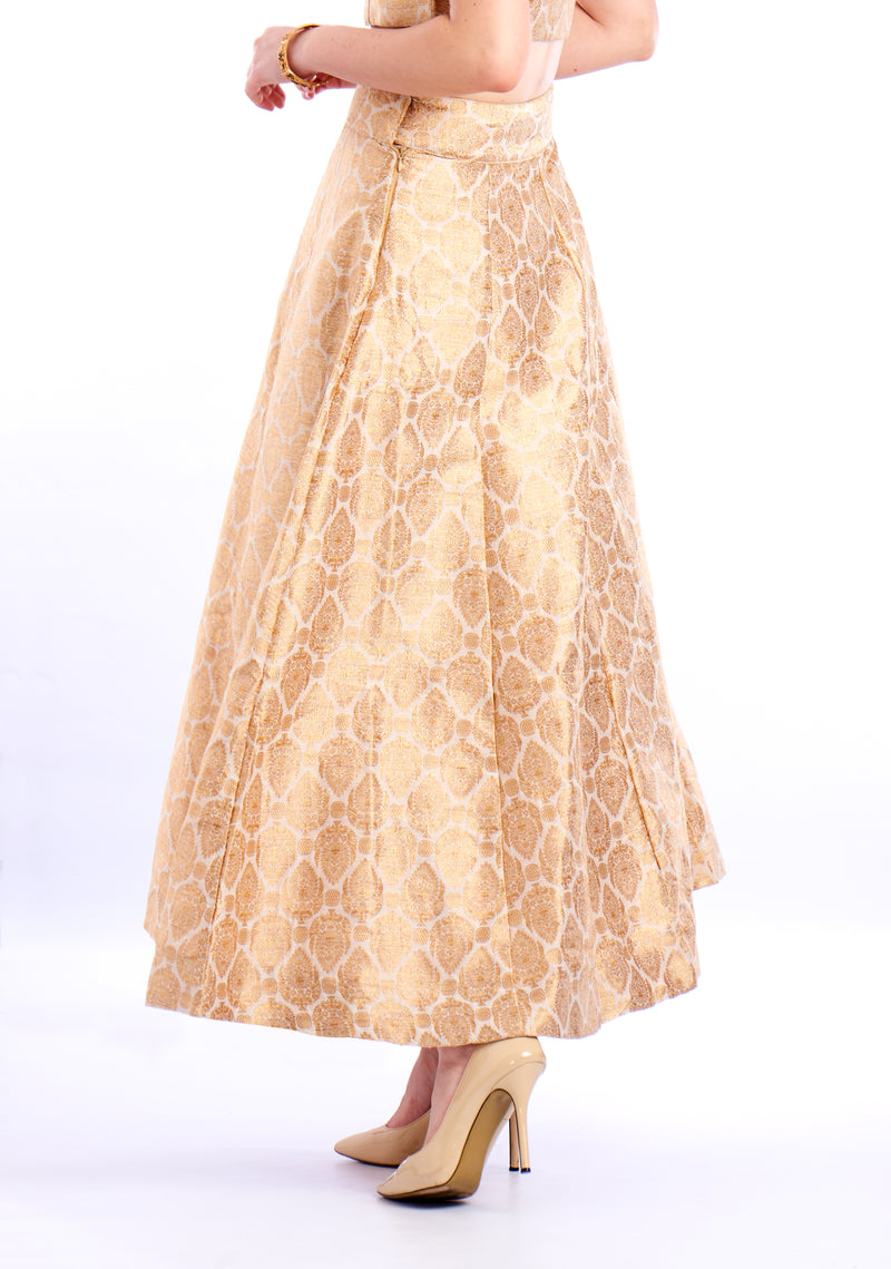 De Moza Ladies Skirt Jacquard Gold Skirt - De Moza (1520646127679)