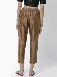 De Moza Women's Cigarette Pant Woven Bottom Jaquard Polyester Gold - De Moza (4461737902143)