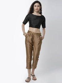 De Moza Women's Cigarette Pant Woven Bottom Jaquard Polyester Gold - De Moza (4461737902143)