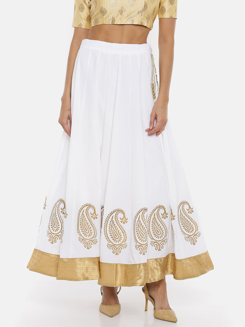 De Moza Ladies Printed white Skirt - De Moza (1738238787647)