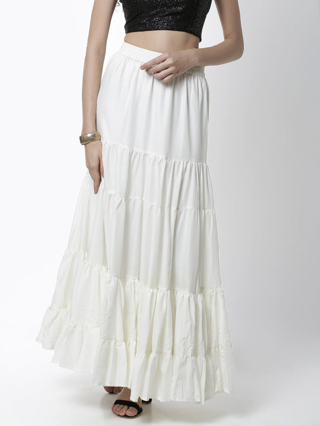 De Moza Women's Skirt Woven Bottom Solid Cotton  Offwhite - De Moza (4461737934911)