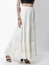 De Moza Women's Skirt Woven Bottom Solid Cotton  Offwhite - De Moza (4461737934911)