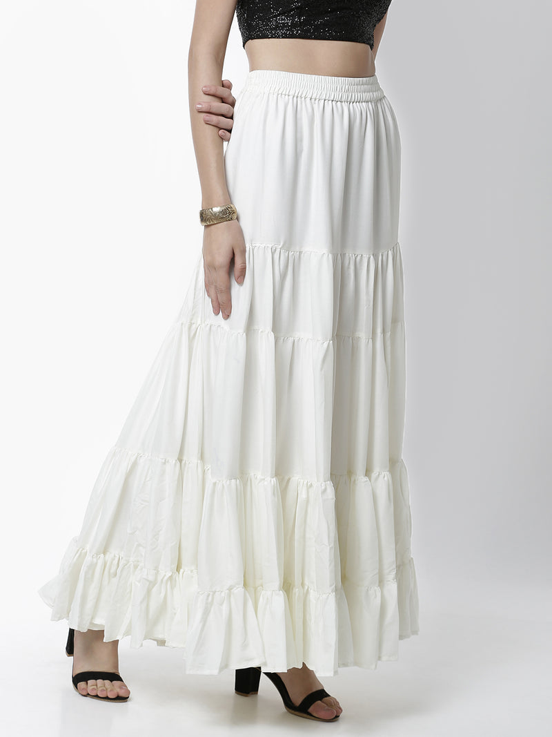 De Moza Women's Skirt Woven Bottom Solid Cotton  Offwhite - De Moza (4461737934911)