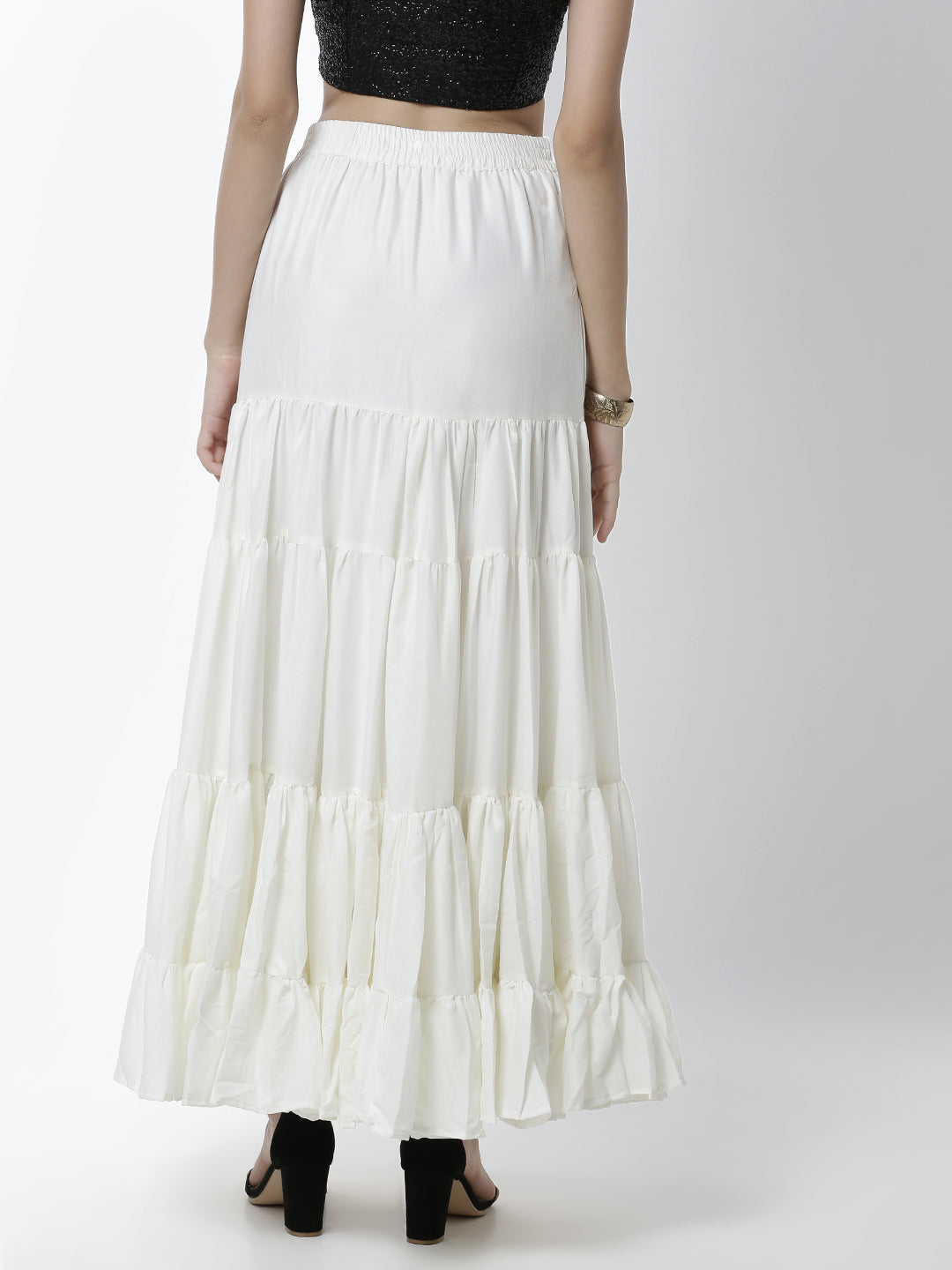 De Moza Women's Skirt Woven Bottom Solid Cotton  Offwhite - De Moza (4461737934911)