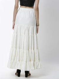 De Moza Women's Skirt Woven Bottom Solid Cotton  Offwhite - De Moza (4461737934911)