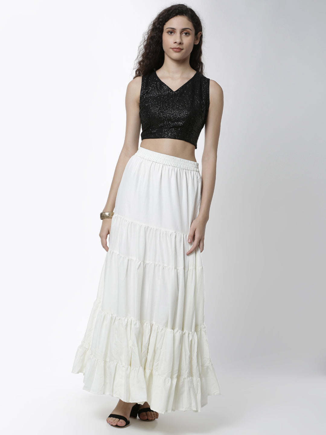 De Moza Women's Skirt Woven Bottom Solid Cotton  Offwhite - De Moza (4461737934911)