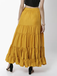 De Moza Women's Skirt Woven Bottom Solid Cotton  Mustard - De Moza (4464288825407)