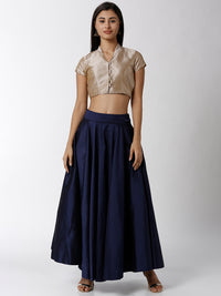 De Moza Ladies Skirt Woven Bottom Solid Polyester Mid Night Blue - De Moza (4465905401919)