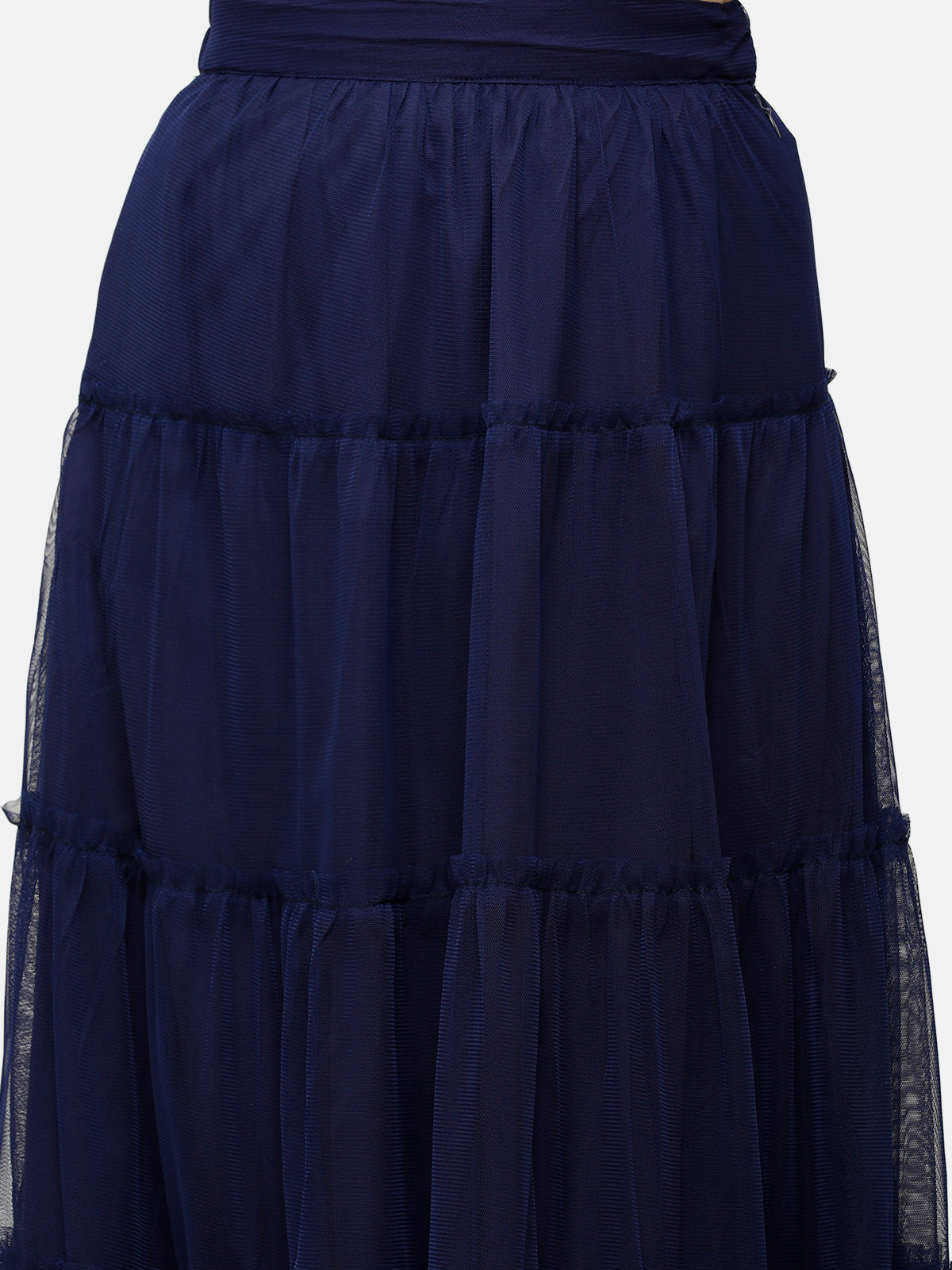 De Moza Women's Skirt Woven Bottom Solid Polyester Navy Blue - De Moza (4885588312127)