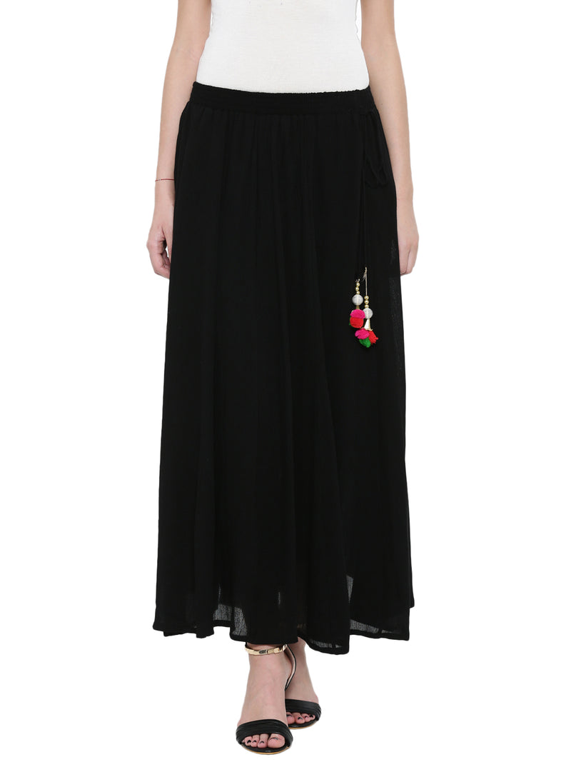 De Moza Women's Rayon Crepe Skirt - Black - De Moza (1589779988543)