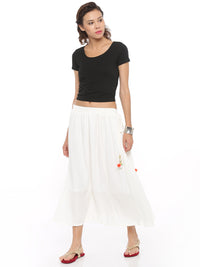 De Moza Women's Rayon Crepe Skirt Off White - De Moza (1589784772671)
