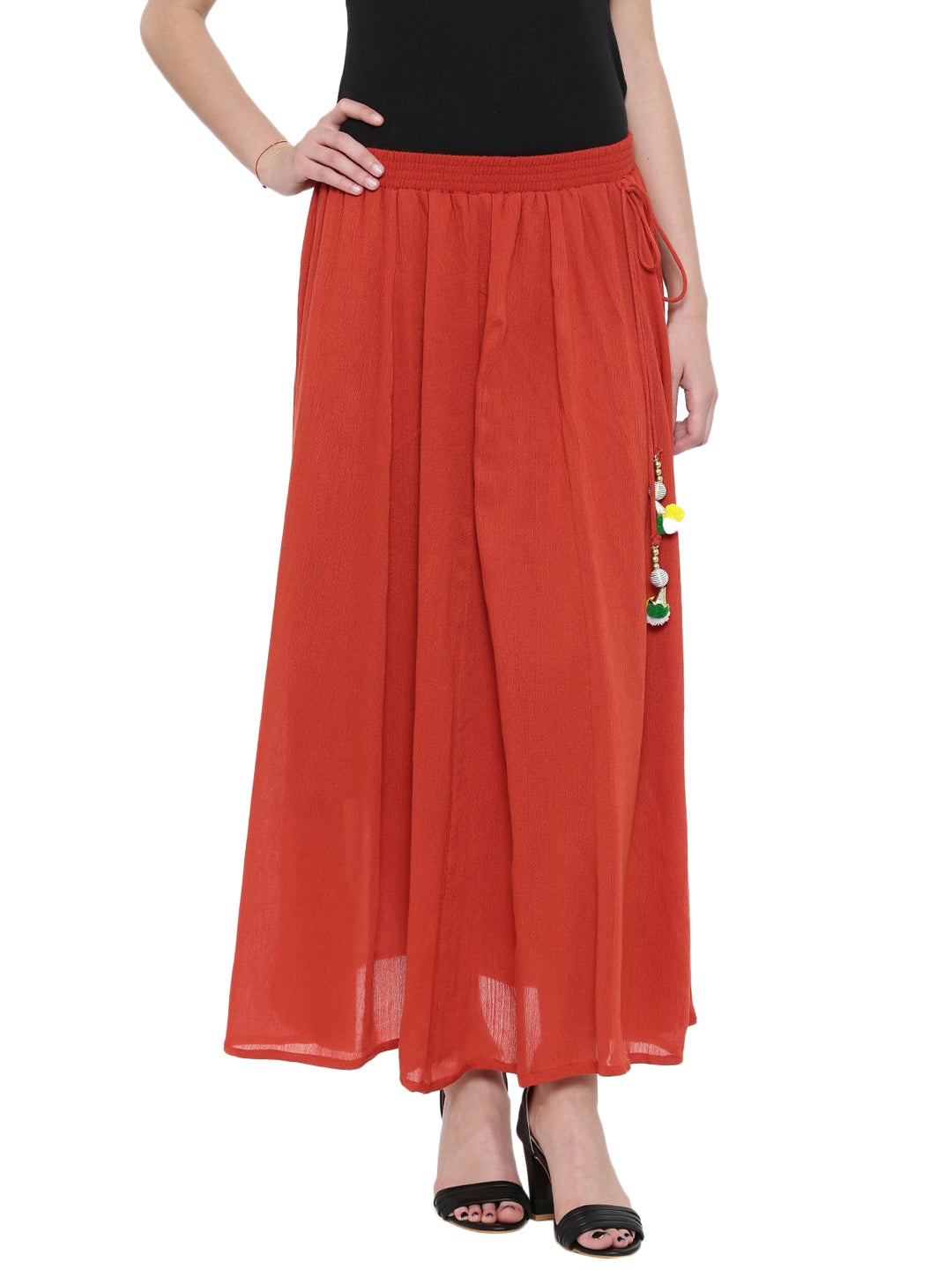 De Moza Women's Rayon Crepe Skirt - Rust Orange - De Moza (1589792997439)